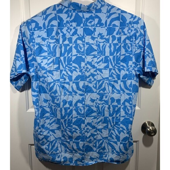 Free Assembly XL Blue Tropical Floral Hawaiian Short Sleeve Button-up Shirt - Picture 10 of 13